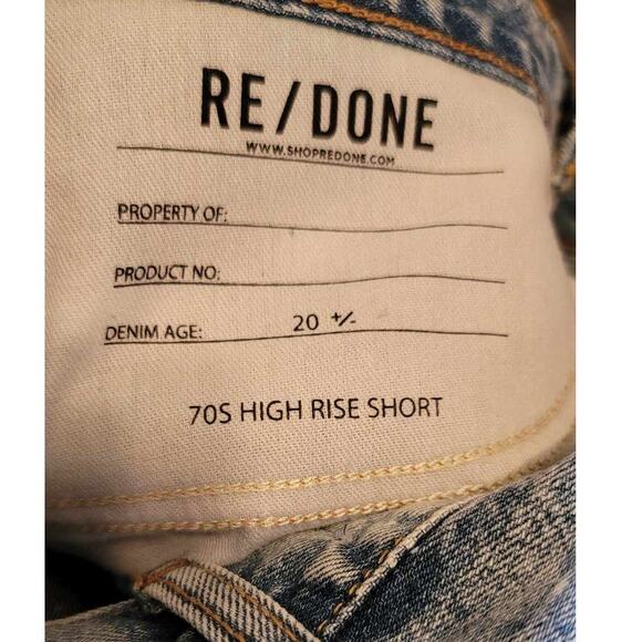 RE/DONE 70's High Rise Splashed Bleached Effect Denim Shorts Size 28 NEW - Picture 6 of 11